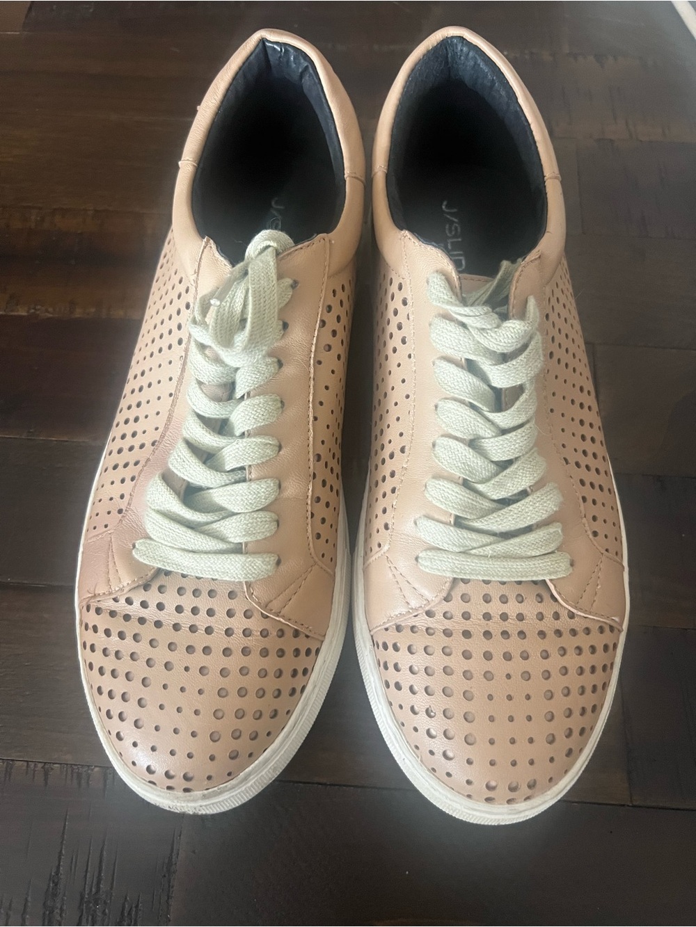 J/Slides Perforated Leather Tan Lace-Up Sneakers